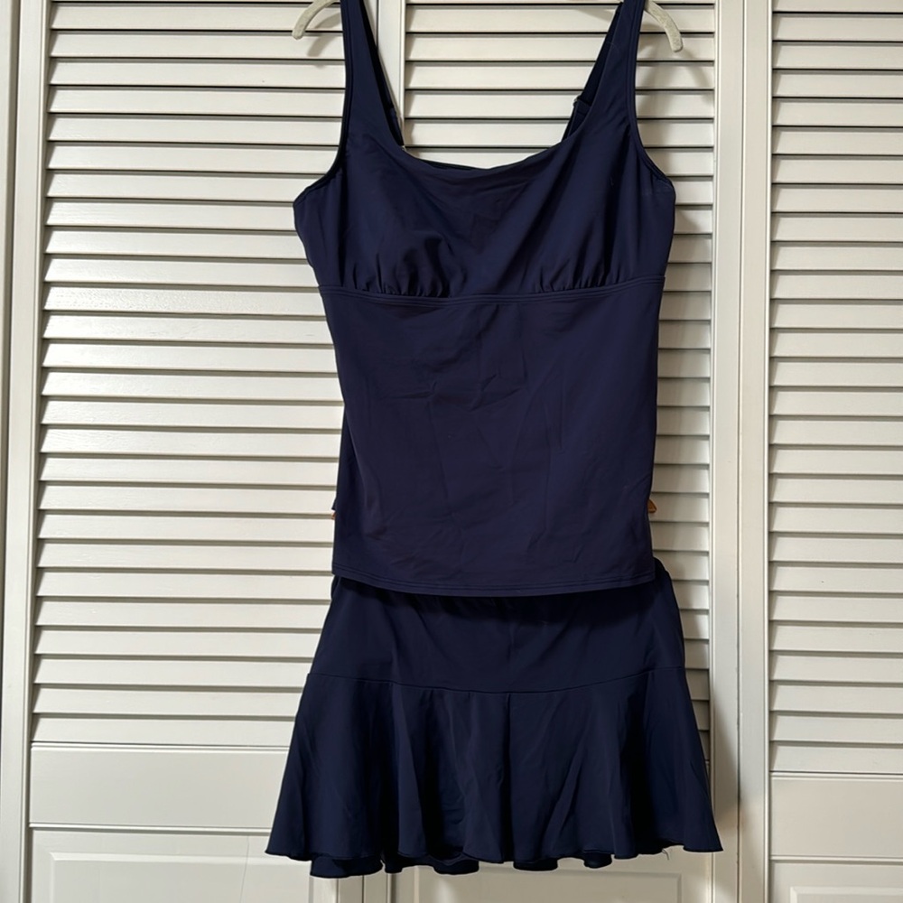 Lands End Tankini Top and Swim Mini Skirt